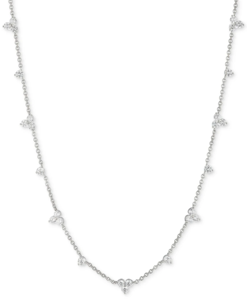 Marchesa Silver-Tone Crystal Station Collar Necklace, 16" + 3" extender