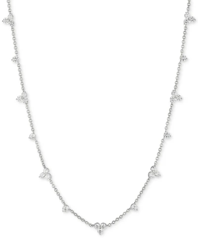 Marchesa Silver-Tone Crystal Station Collar Necklace, 16" + 3" extender