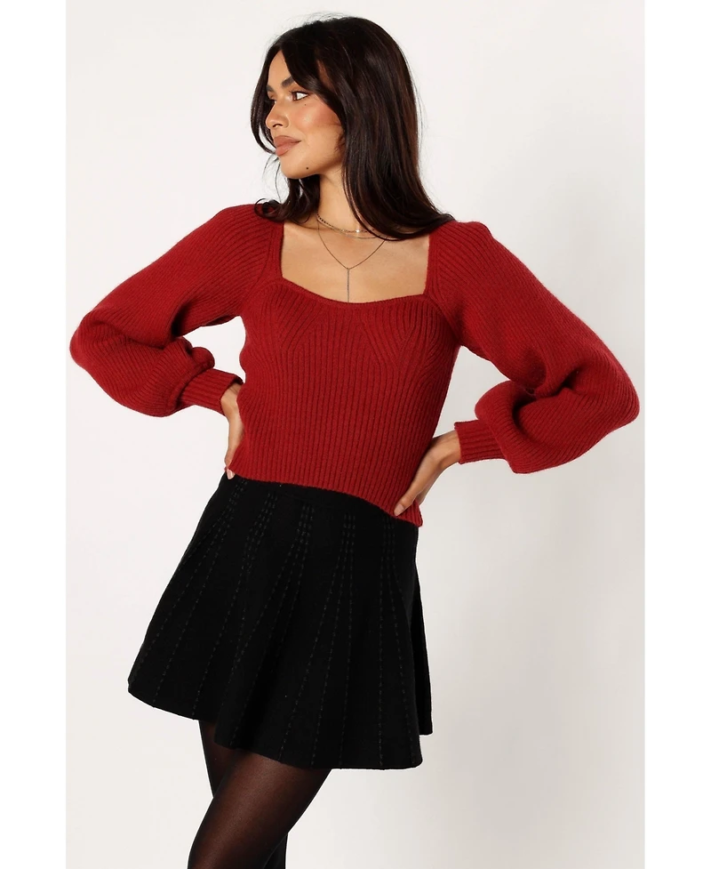 Petal and Pup Women's Gia Sweetheart Neck Bell Sleeve Knit Sweater