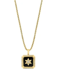 Effy Men's Onyx & Diamond Star Inlay Square 22" Pendant Necklace in 14k Gold
