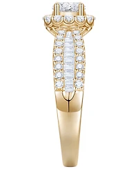 Diamond Oval Halo Three Row Engagement Ring (1 ct. t.w.) in 14k Yellow or White Gold