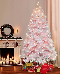 Puleo 7.5FT Pre-lit Nebraska Fir White Artificial Christmas Tree