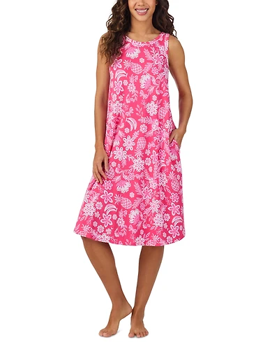 Cuddl Duds Women's Printed Sleeveless Midi Nightgown