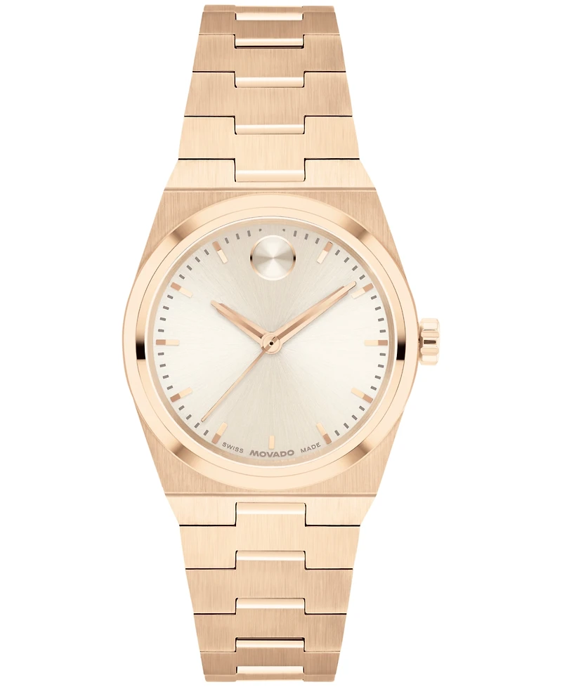 Movado Women's Bold Quest Swiss Quartz Ionic Plated Light Rose Gold Steel Watch, 28mm
