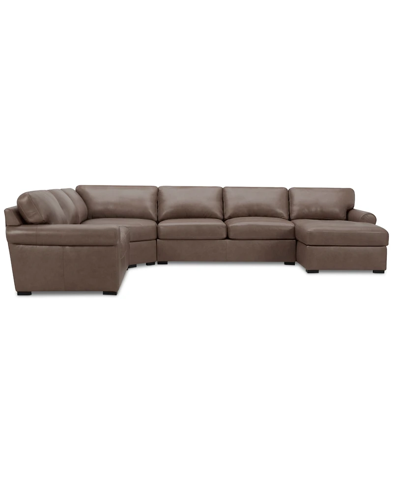 Radley Roll Arm 152" -Pc. Leather Wedge Corner Chaise Sectional