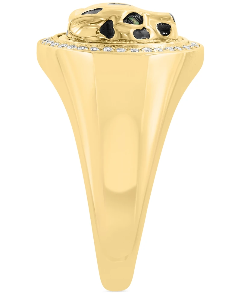 Effy Men's Diamond (1/6 ct. t.w.) & Tsavorite Accent Panther Ring in 14k Gold