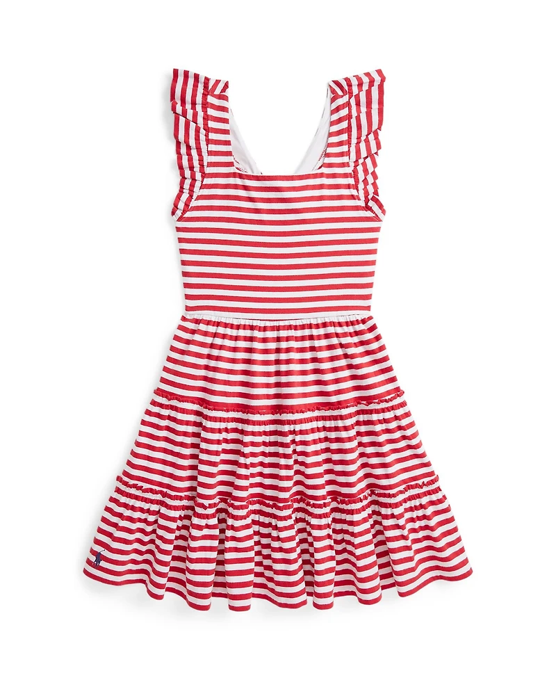Polo Ralph Lauren Big Girls Striped Ruffled Jersey Dress