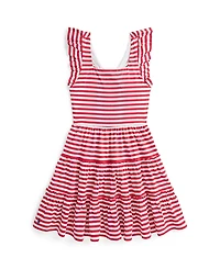 Polo Ralph Lauren Big Girls Striped Ruffled Jersey Dress