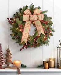 Puleo International 24" Prelit Premium Decorated Wreath with 35 Clear Incandescent Lights