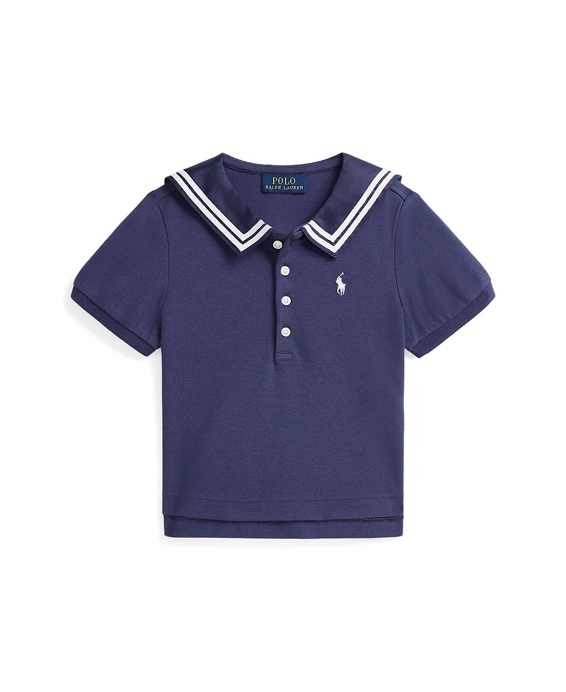 Polo Ralph Lauren Toddler and Little Girls Stretch Mesh Sailor Polo Shirt
