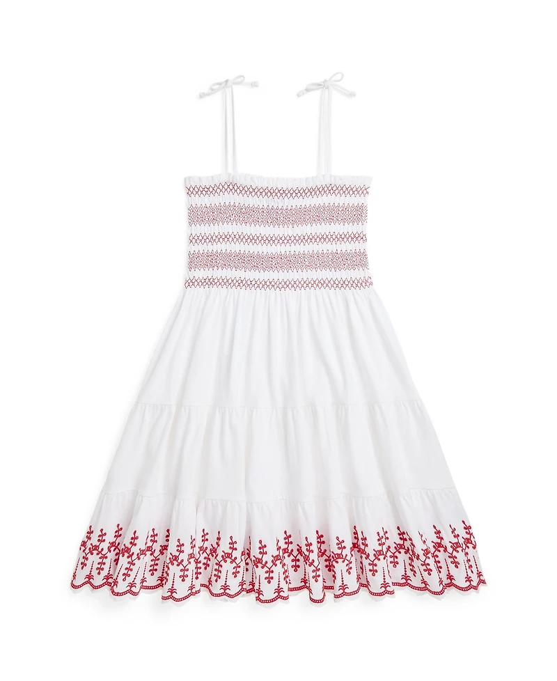 Polo Ralph Lauren Big Girls Smocked Eyelet Jersey Dress