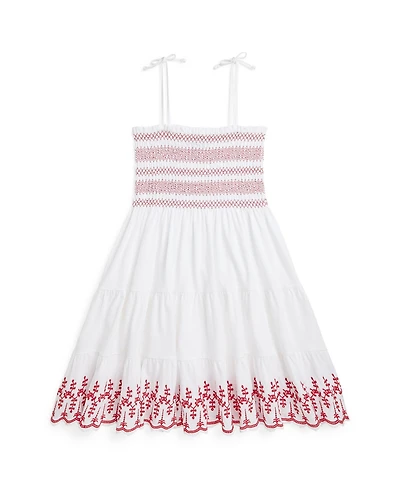 Polo Ralph Lauren Big Girls Smocked Eyelet Jersey Dress