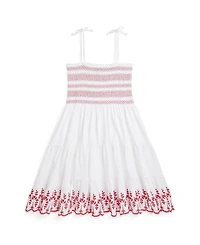 Polo Ralph Lauren Big Girls Smocked Eyelet Jersey Dress
