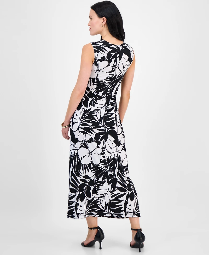 Connected Petite Printed V-Neck Sleeveless Dress