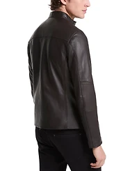 Michael Kors Men's Leather Racer Jacket, Created for Macy's
