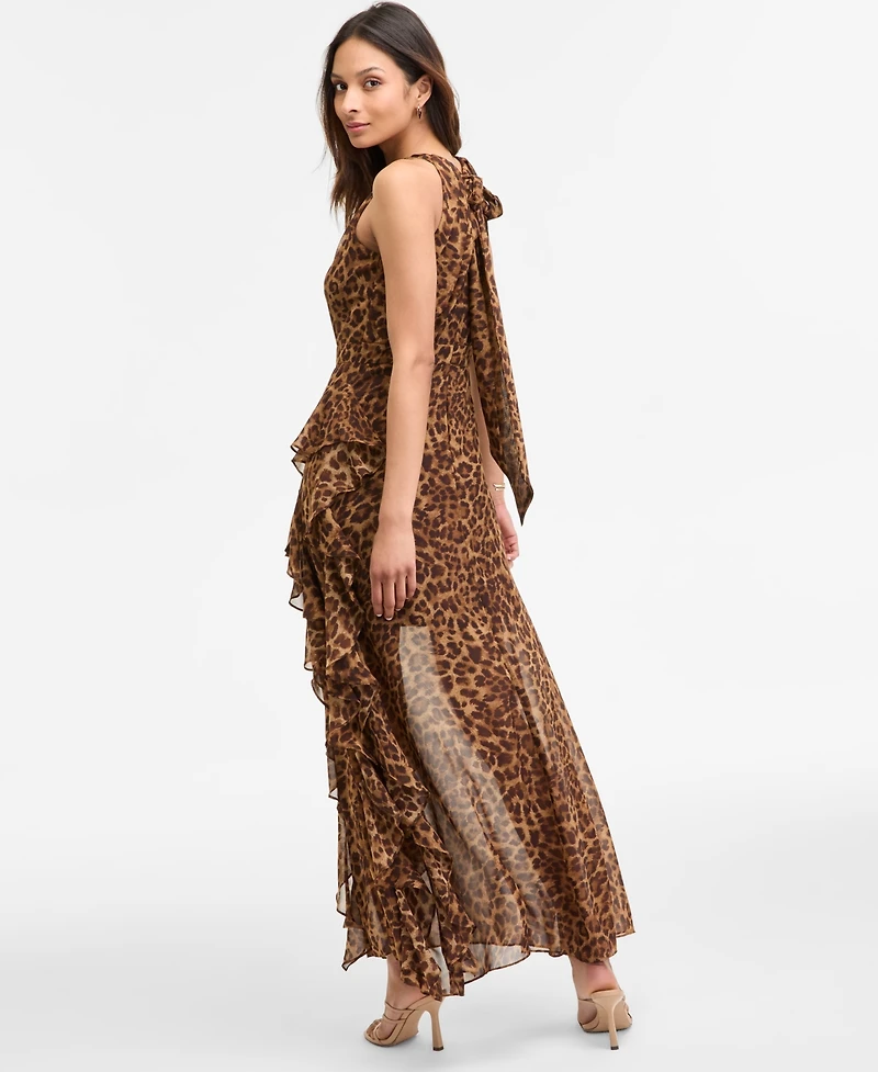 Betsy & Adam Women's Printed Sheath Chiffon Halter Dress