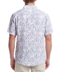 Weatherproof Vintage Men's Regular-Fit Leaf-Print Button-Down 100% Linen Shirt