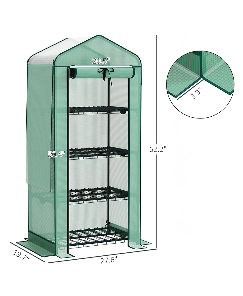 Outsunny 4 Tier Mini house w/ Screen Roof, Reinforced Pe Cover,