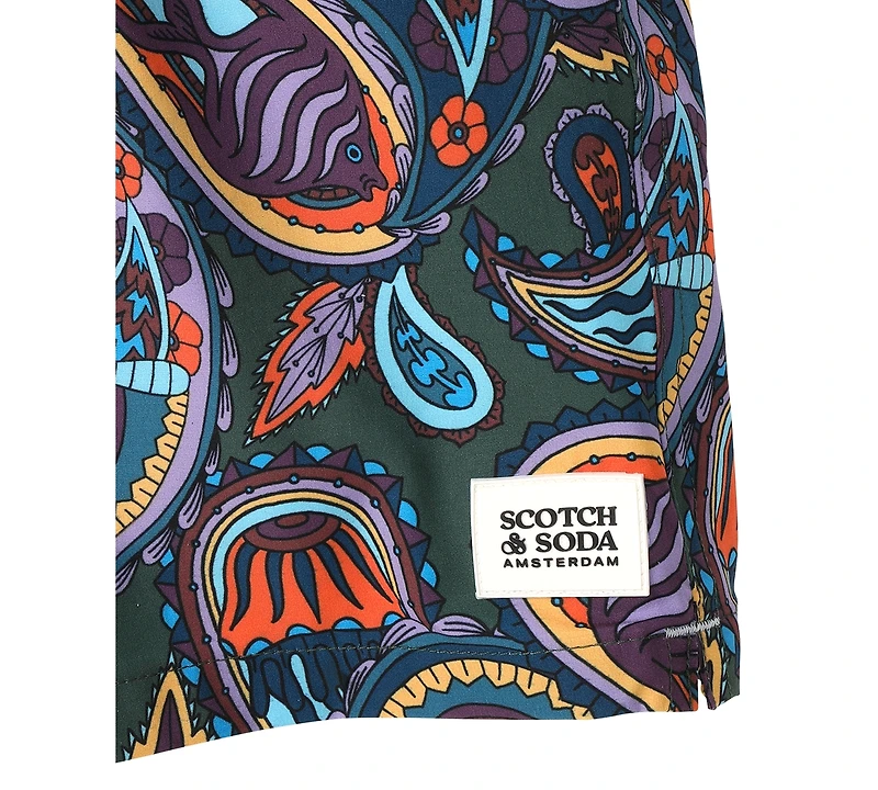 Scotch & Soda Men's Miami Ice Paisley Swim Trunks