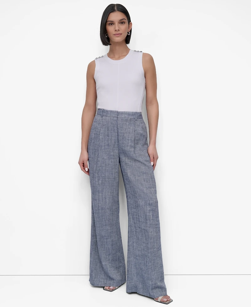 Dkny Women's High Rise Wide-Leg Pants