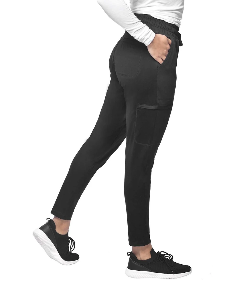 Medichic Women's Scrubs Mid Rise Slim 5 Pocket Active Yoga Scrub Pants, Wine Xx Small