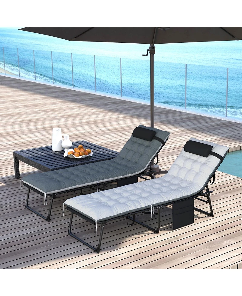 Outsunny Outdoor Lounge Chairs, Reclining Folding Chaise Lounge, /