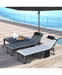 Outsunny Outdoor Lounge Chairs, Reclining Folding Chaise Lounge, /