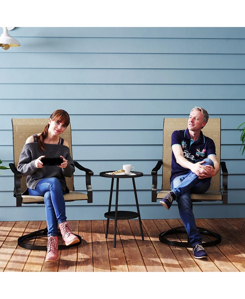 Outsunny Patio Swivel Chairs Set of 2, High Back Dining