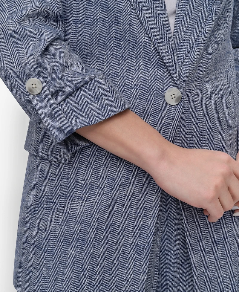 Dkny Women's Linen Blend One-Button Blazer