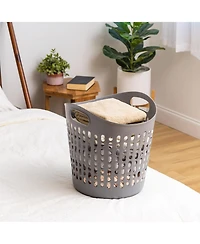 Iris Usa 3 Pack Laundry Basket 40L Durable and Flexible, Portable Round Bin, 1.15 Bushel Hamper for Storage with Ventilation Holes for Closet Dorm, Gr