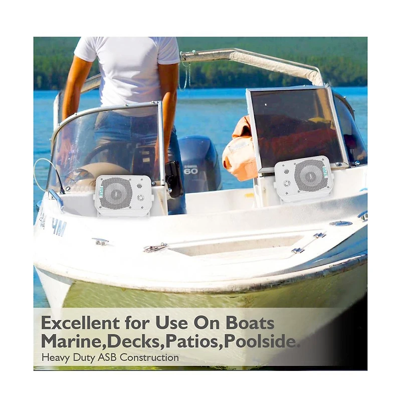 Pyle PDWR40W 5.25" Waterproof Indoor/Outdoor Wall Mount Speakers - 400W, White, Pair