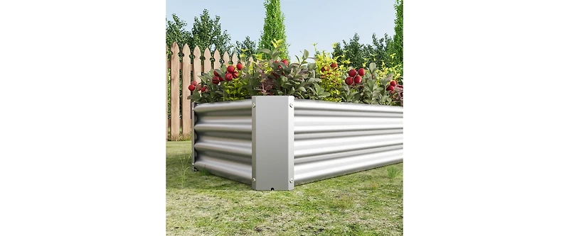 Galvanized Planter Bed,Galvanized Raised Garden Bed Kit, Galvanized Planter Raised Garden Boxes Outdoor, Oval Large Metal Raised Garden Beds for Veget
