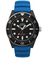 Timex Men's Quartz Analog Blue Rubber Watch, 43mm