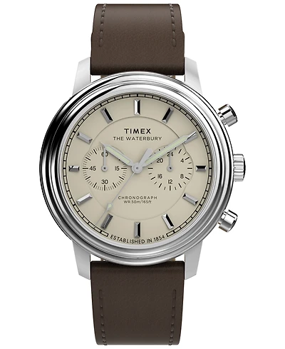 Timex Men's Chronograph Brown Leather Watch, 41mm