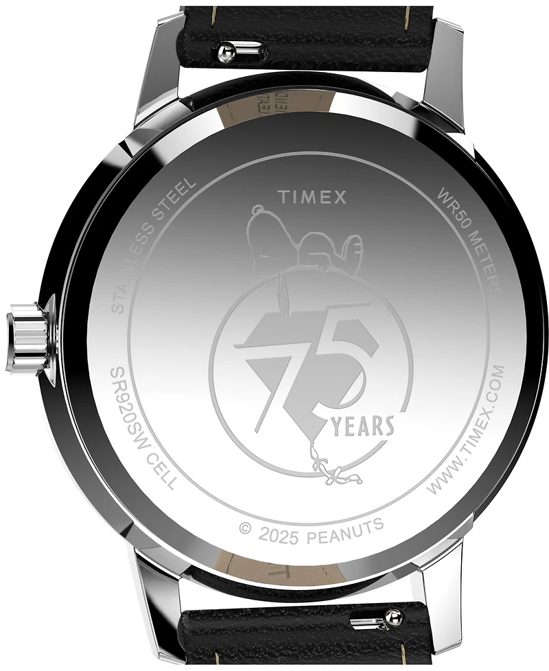 Timex Unisex Quartz Analog Black Leather Watch, 38mm