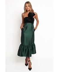 Petal and Pup Women's Amelie Bow Front One Shoulder Midi Dress