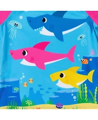 Baby Shark Toddler Girls Rash Guard Tankini Top and Bikini Bottom 3 Piece Swimsuit Set