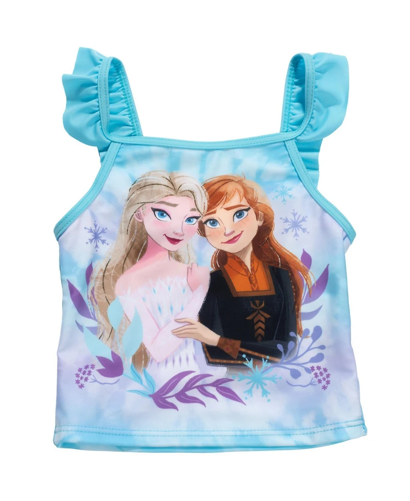 Frozen Little Girls Disney Princess Anna Elsa Tankini Top and Bikini Bottom Swim Set
