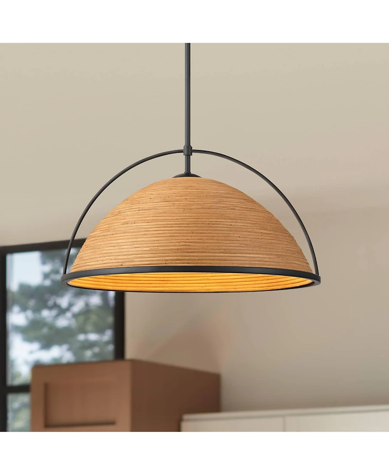 William 22" Modern Coastal Tropical 4-Light Pendant Chandelier Ceiling Light Fixture Dining Room Over Table Kitchen Island Foyer Hanging Black Fi