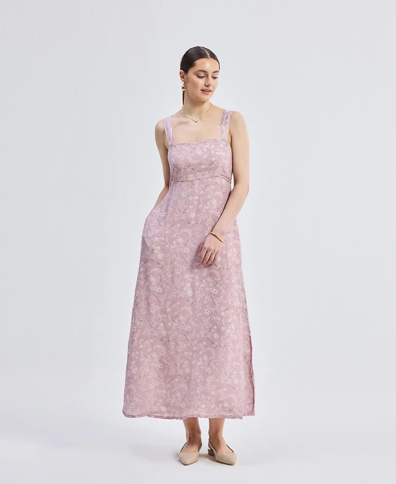 Reistor Women's Perfect Floral Maxi with Tapered Straps Pink