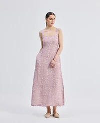 Reistor Women's Perfect Floral Maxi with Tapered Straps Pink