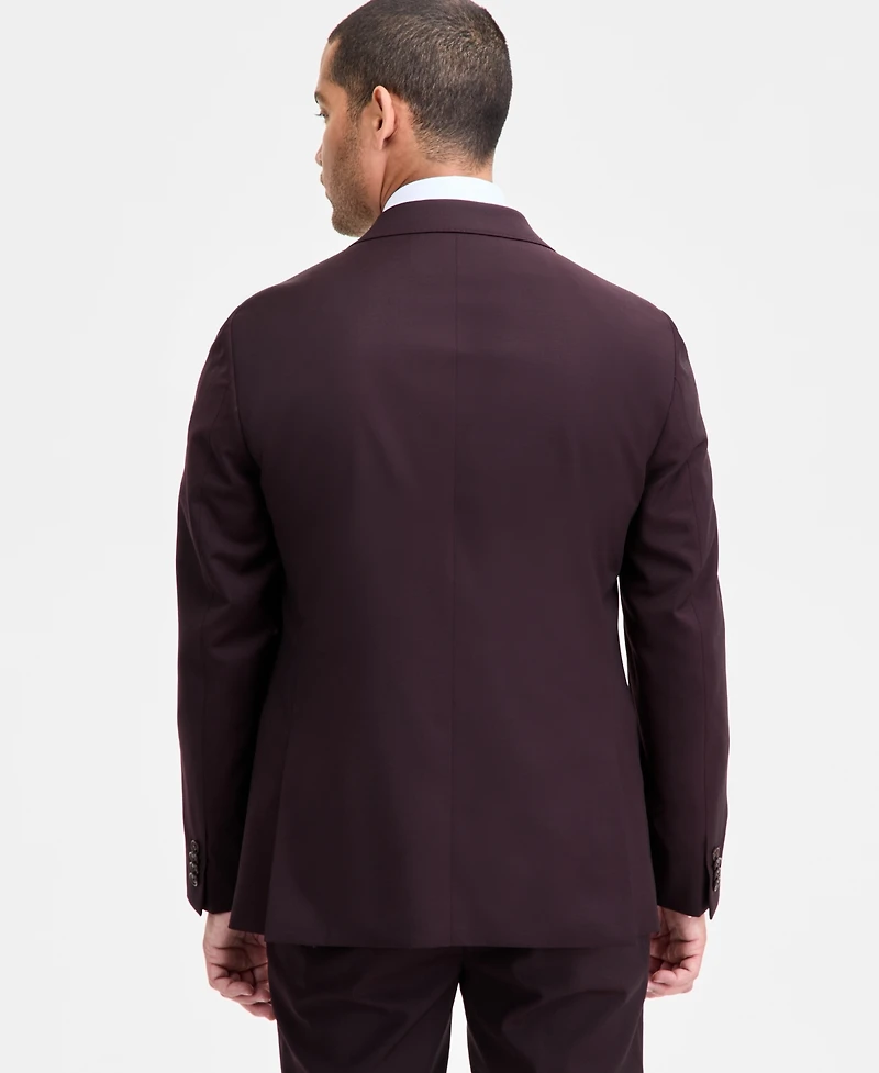 Ted by Baker Men's Modern-Fit Bordeaux Wool-Blend Suit Separate Jacket