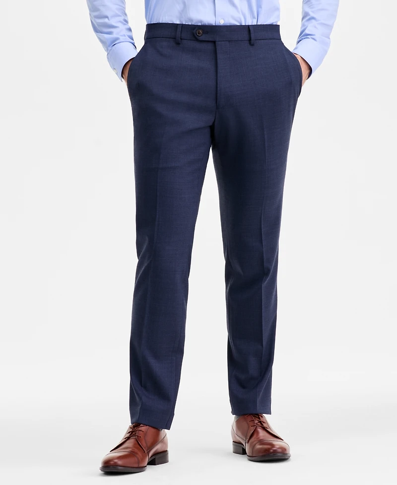 Ted by Baker Men's Modern-Fit Stretch Blue Sharkskin Wool-Blend Suit Separate Pants