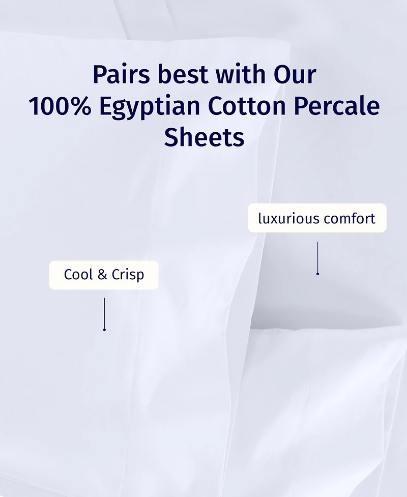 Luxury 100% Egyptian Cotton Pillowcases King Set of 2 - Classic Percale, Soft & Breathable, Fits Pillows