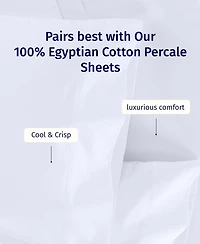Luxury 100% Egyptian Cotton Pillowcases King Set of 2 - Classic Percale, Soft & Breathable, Fits Pillows