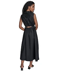 Calvin Klein Women's Cotton Drawstring Sleeveless Midi Dress