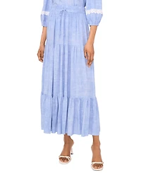 Sam & Jess Petite Drawstring-Waist Tiered Maxi Skirt