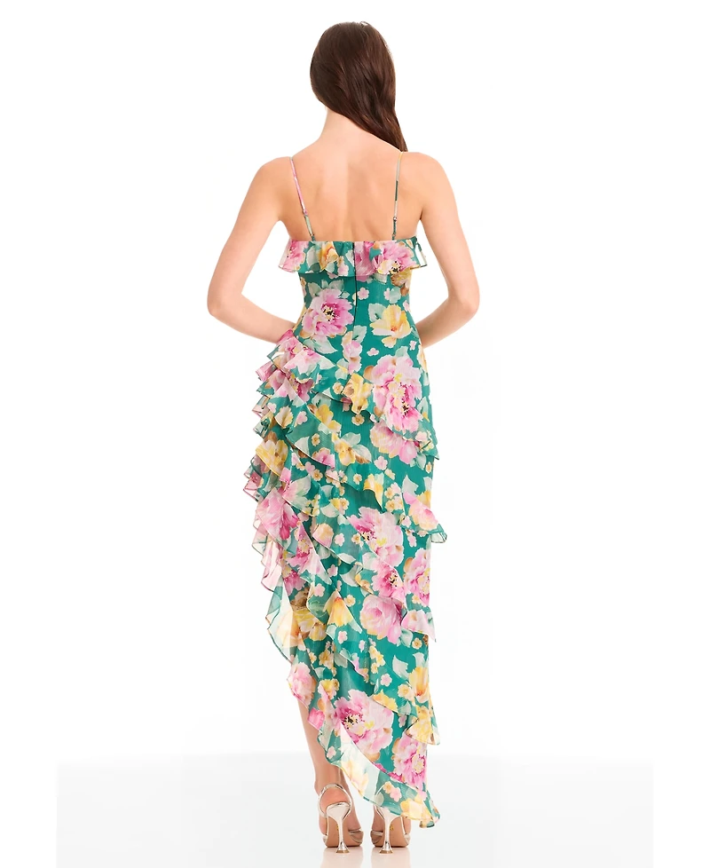Dress the Population Women's Josefina Printed Ruffle-Trim