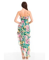Dress the Population Women's Josefina Printed Ruffle-Trim