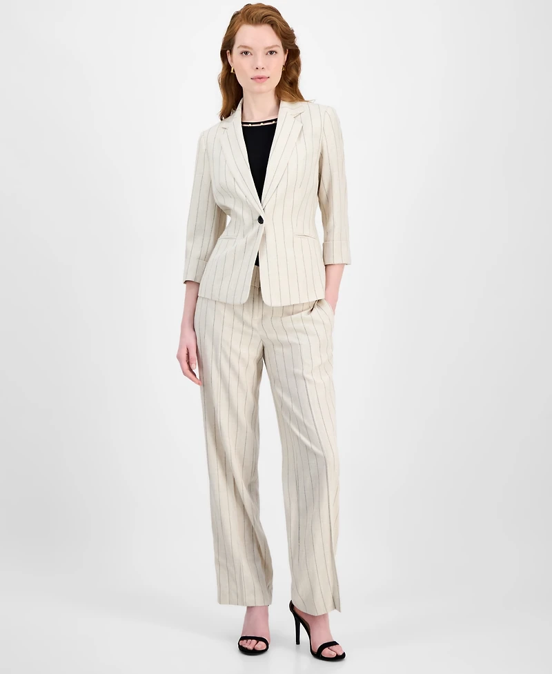 Kasper Women's Pinstripe Notch-Collar 3/4-Sleeve Jacket, Regular & Petite Sizes